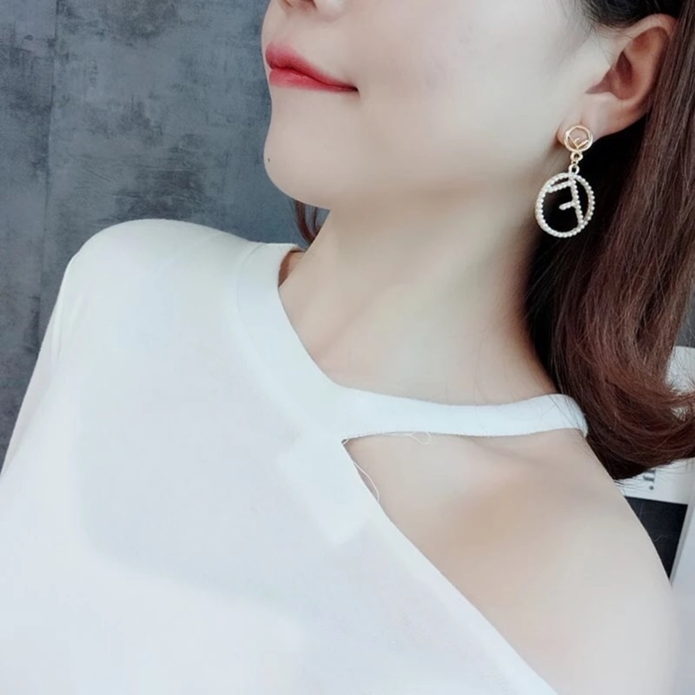 Pearl Letter Statement Drop Earrings - Picture 7 of 7